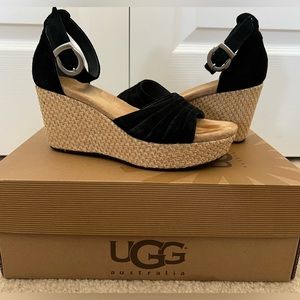 UGG Black Suede Wedge Heel Size 6